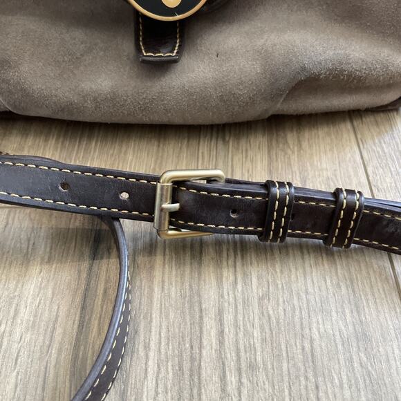 Dooney & Bourke Samba Brown Leather & Suede Satchel Shoulder Bag Handbag - Picture 3 of 11